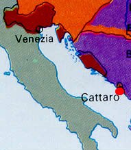 Mappa della zona di Cattaro